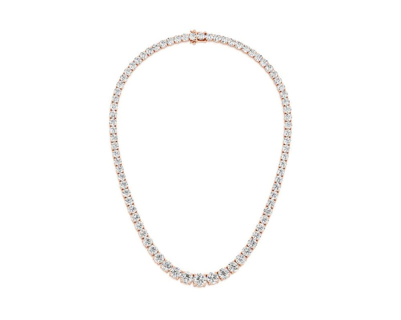 graduated 4 prongs - Round Cut 10 Carat Diamond Tennis Necklace