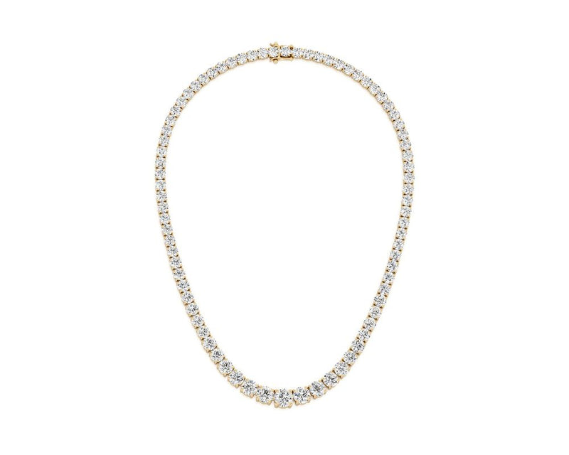 graduated 4 prongs - Round Cut 10 Carat Diamond Tennis Necklace