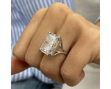 nq1046|Miran - Solitaire With Hidden Halo radiant Diamond Ring 10.10 ct TCW , White Gold 18k