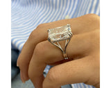 nq1046|Miran - Solitaire With Hidden Halo radiant Diamond Ring 10.10 ct TCW , White Gold 18k