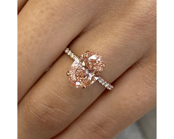 11470-2|Ivanka - Pave Oval Diamond Ring 2.75 ct TCW , Rose Gold 18k