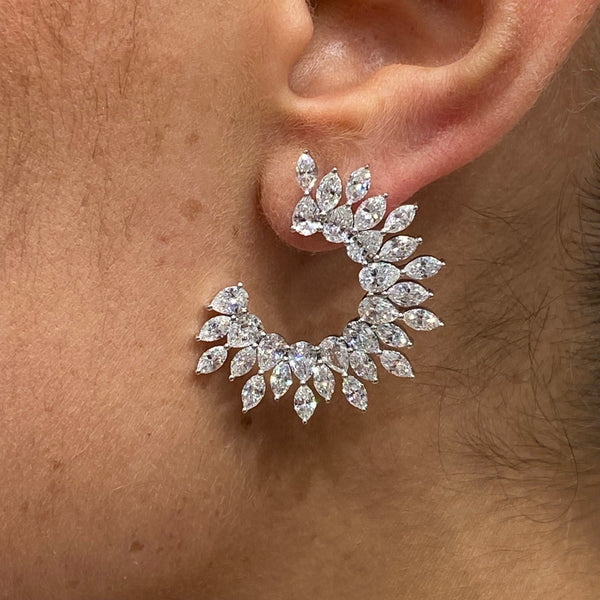 Diamond Cluster Earrings 8.34 Carat White Gold 14K