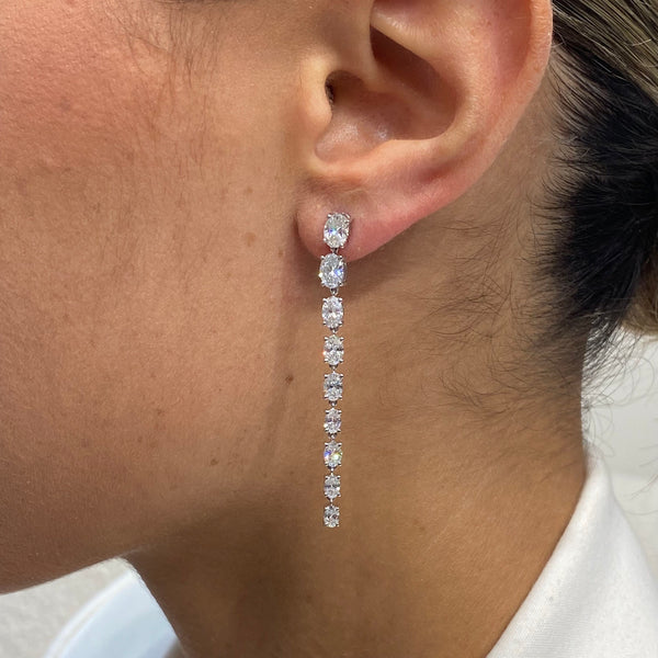 Diamond Drop Earrings 3.22 Carat White Gold 14K