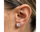 BR Stud Earrings-Y - Round Cut 4 Carat Diamond