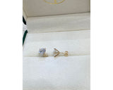 BR Stud Earrings-Y - Round Cut 4 Carat Diamond