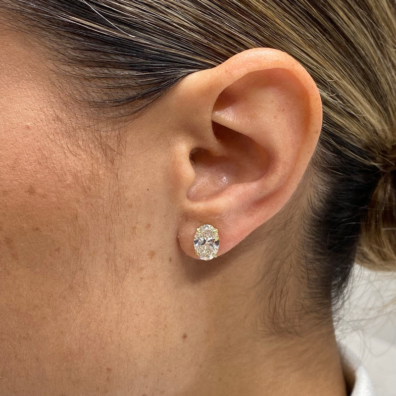 Diamond Stud Earring 3 ct TCW, Yellow Gold