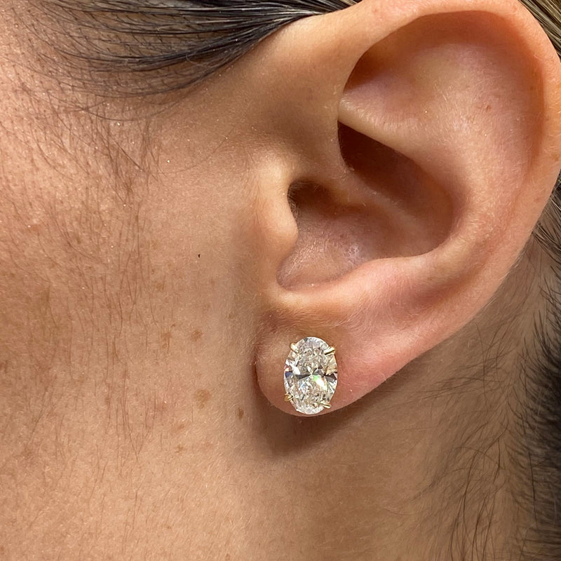 Diamond Stud Earring 3 ct TCW, Yellow Gold