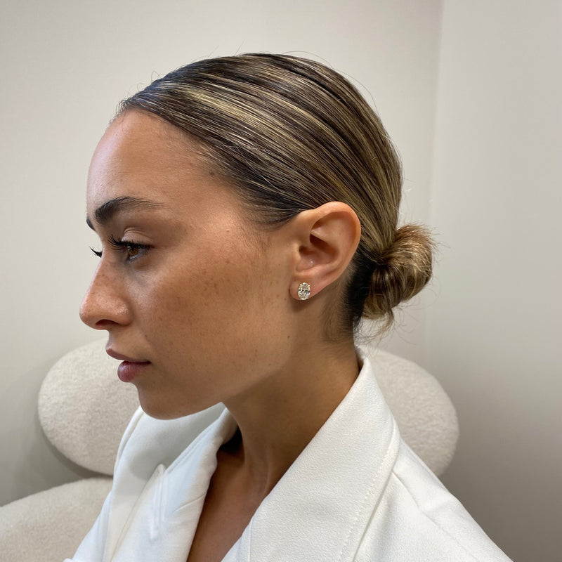 Diamond Stud Earring 3 ct TCW, Yellow Gold