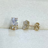 Solitaire Studs Radiant Diamond Earrings 2 ct TCW , Yellow Gold 14K