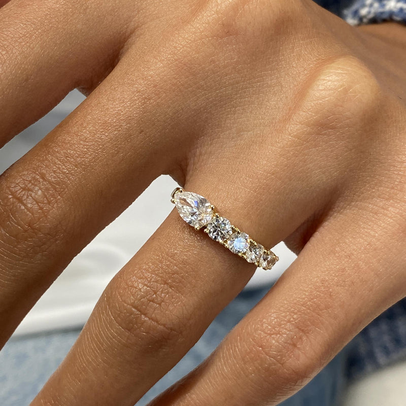 Diamond Half Eternity Ring 1.13 Carat Yellow Gold 14K