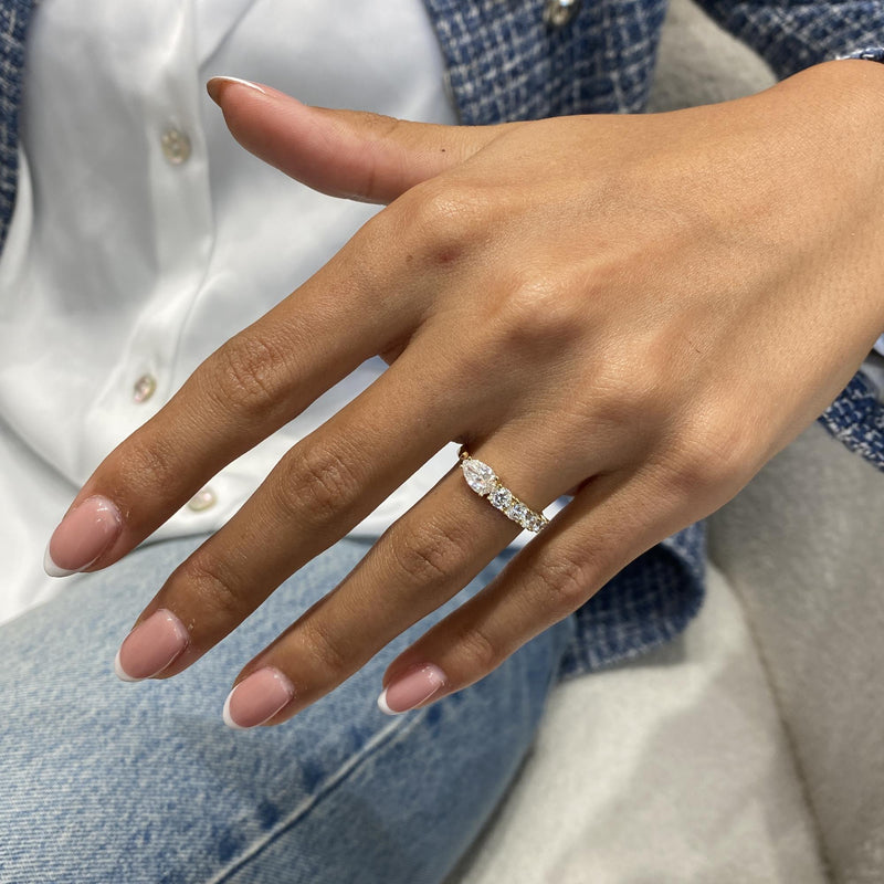 Diamond Half Eternity Ring 1.13 Carat Yellow Gold 14K