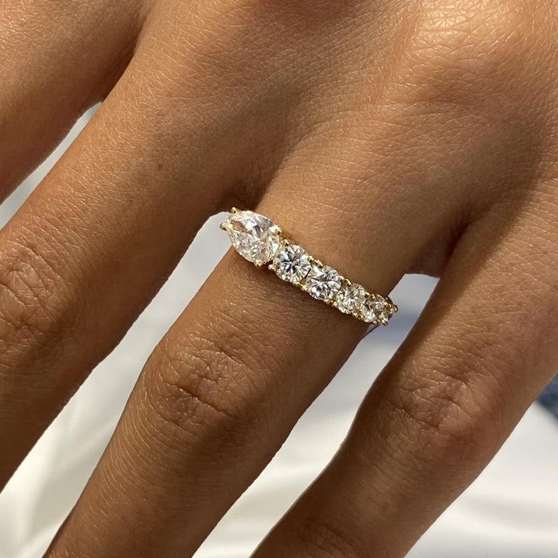 Diamond Half Eternity Ring 1.13 Carat Yellow Gold 14K