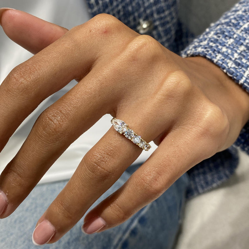 Diamond Half Eternity Ring 1.13 Carat Yellow Gold 14K