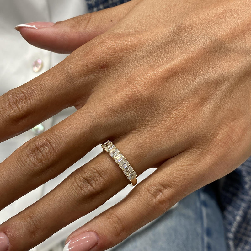 Diamond Half Eternity Ring 0.99 Carat Yellow Gold 14K