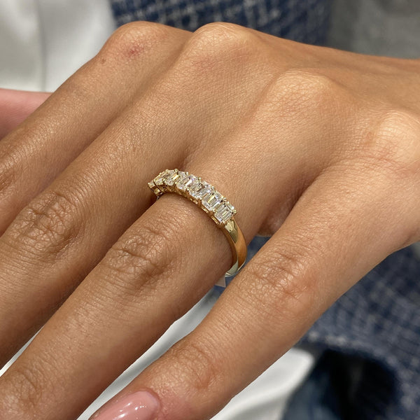Diamond Half Eternity Ring 0.99 Carat Yellow Gold 14K