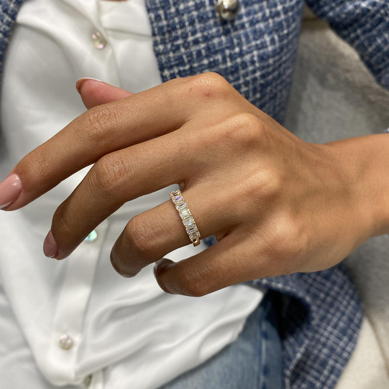 Diamond Half Eternity Ring 0.99 Carat Yellow Gold 14K