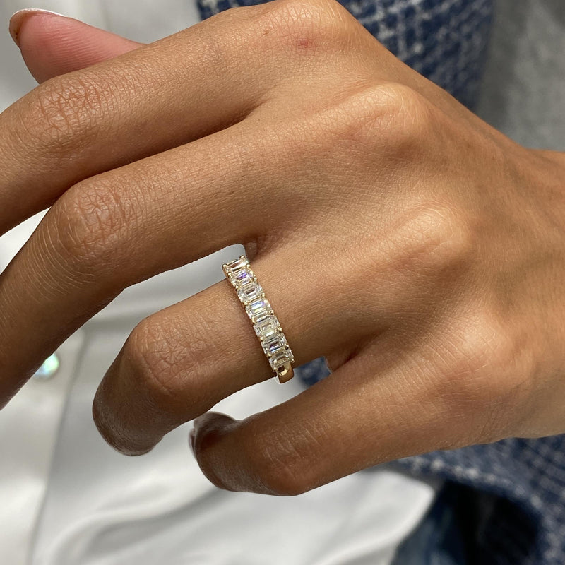 Diamond Half Eternity Ring 0.99 Carat Yellow Gold 14K