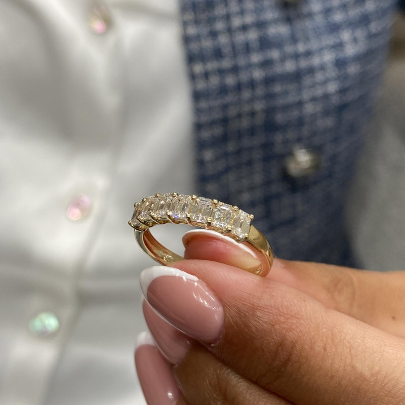 Diamond Half Eternity Ring 0.99 Carat Yellow Gold 14K