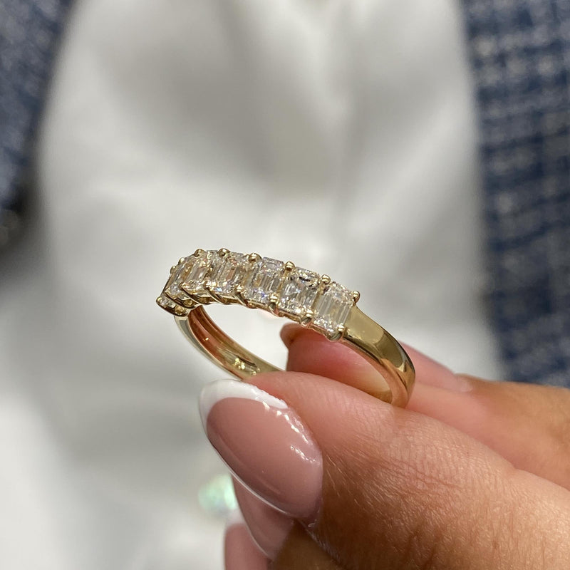 Diamond Half Eternity Ring 0.99 Carat Yellow Gold 14K