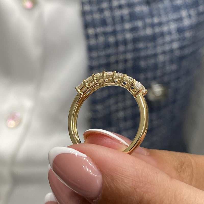 Diamond Half Eternity Ring 0.99 Carat Yellow Gold 14K
