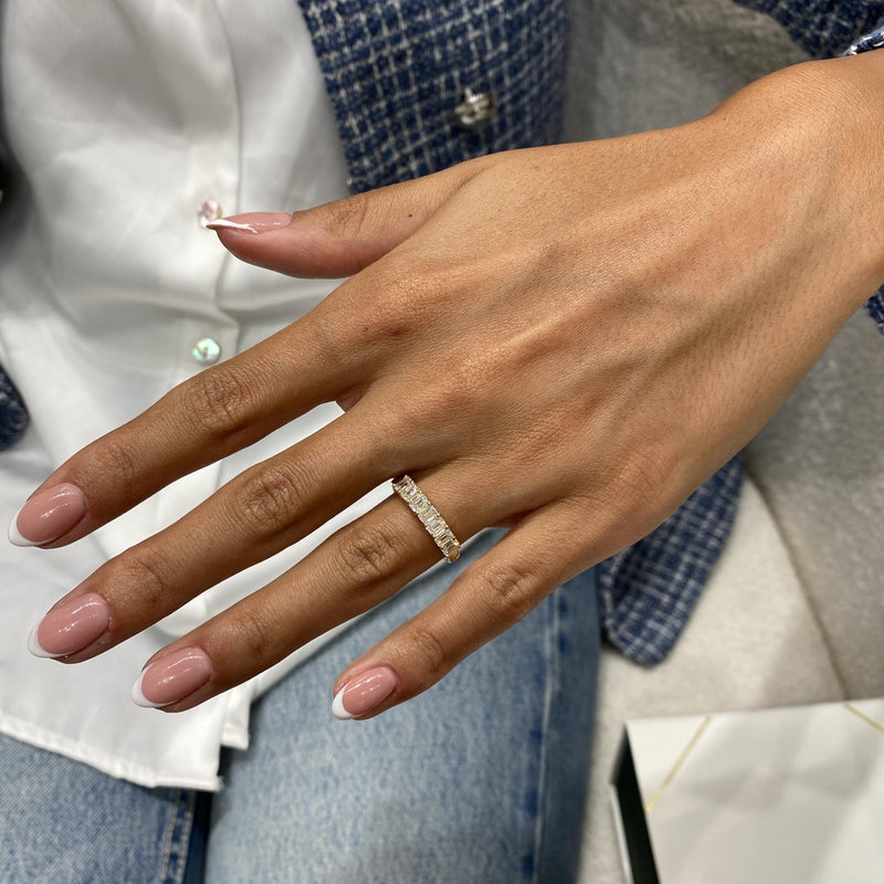 Diamond Half Eternity Ring 0.99 Carat Yellow Gold 14K