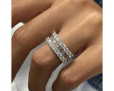 Half Eternity Baguette & Round Diamond Ring 1.96 ct TCW , White Gold 14K