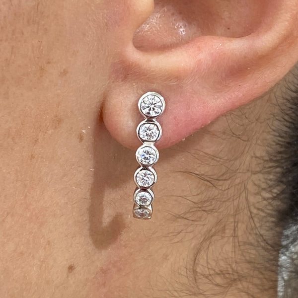 Cluster Round Diamond Earrings 1.28 ct TCW , White Gold 14K