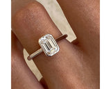 1385|Tiera - Solitaire Emerald Diamond Ring 1 ct TCW , White Gold 18k