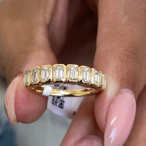 Diamond Half Eternity Ring 1.11 Carat Yellow Gold 14K