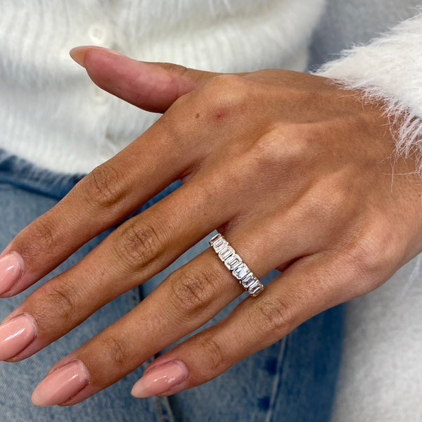 Diamond Wedding Band 1.07 Carat White Gold 14K