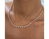 Tennis Round Diamond Necklace 3.69 ct TCW , Rose Gold 14K