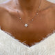 Cluster Round, Pear Diamond Necklace 1.48 ct TCW , White Gold 14K