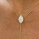 Lariat Round, Marquise Diamond Necklace 1.13 ct TCW , Yellow Gold 14K