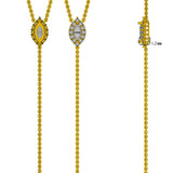 Lariat Round, Marquise Diamond Necklace 1.13 ct TCW , Yellow Gold 14K