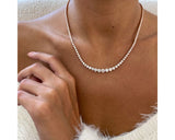 Choker Round Diamond Necklace 9.56 ct TCW , Rose Gold 14K