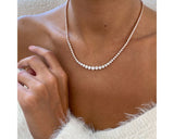 Choker Round Diamond Necklace 9.56 ct TCW , Rose Gold 14K