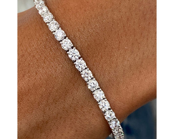 Tennis Round Diamond Bracelet 6.79 ct TCW , White Gold 14K