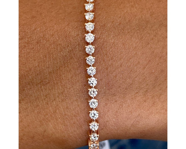 Tennis Round Diamond Bracelet 0.94 ct TCW , Rose Gold 14K