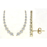 Climber Round Diamond Earrings 1.09 ct TCW , White Gold 14K