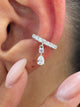 Cuff Round & Pear Diamond Earring 0.44 ct TCW , White Gold 14K