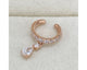 Cuff Round & Pear Diamond Earrings 1.14 ct TCW , Rose Gold 14K