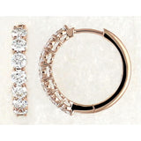 Hoop Round Diamond Earrings 1.19 ct TCW , Rose Gold 14K