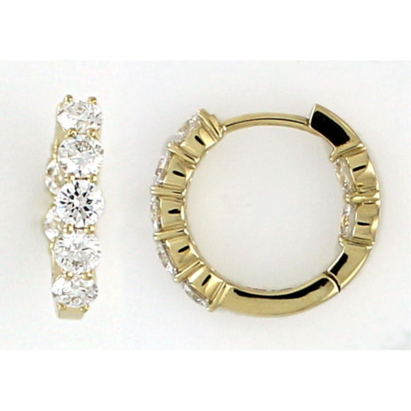 Hoop Round Diamond Earrings 1.33 ct TCW , Yellow Gold 14K