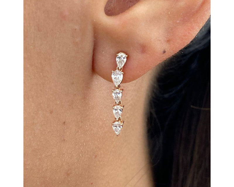 Drop Pear Diamond Earrings 0.89 ct TCW , Rose Gold 14K