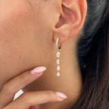 Drop Pear & Round Diamond Earrings 2.44 ct TCW , Yellow Gold 14K