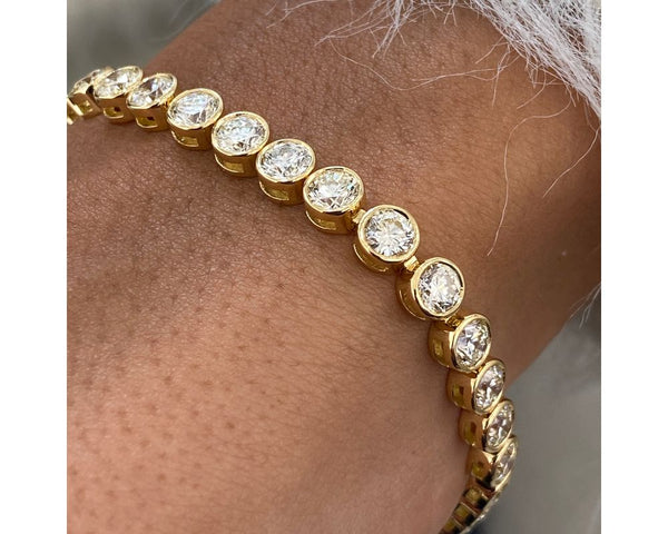 Tennis Round Diamond Bracelet 8.27 ct TCW , Yellow Gold 14K