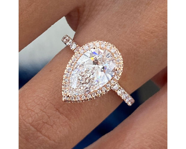 Alodie Halo Diamond Engagement Ring, Rose Gold 18K