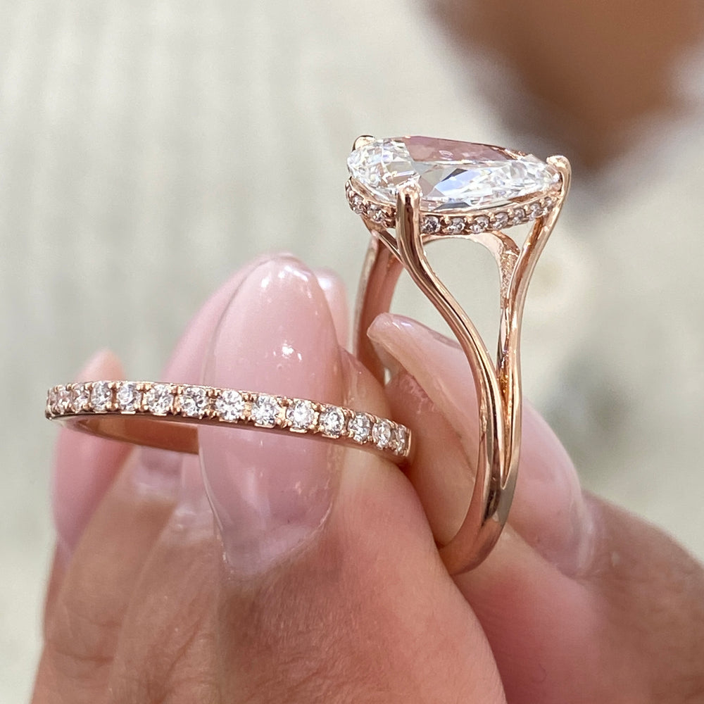 Rose Gold Thin Rings With Stones Champagne Diamond Solitaire