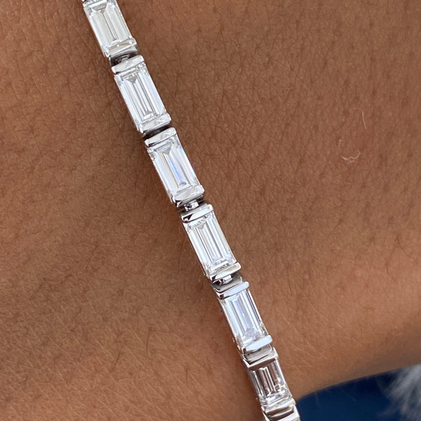 Bangle Baguette Diamond Bracelet 5.91 ct TCW , White Gold 14K