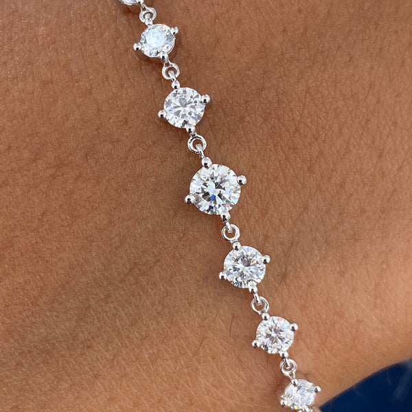 Links Round Diamond Bracelet 1.81 ct TCW , White Gold 14K